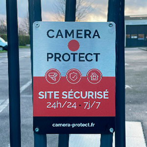 Panneau site sécurisé par Camera Protect